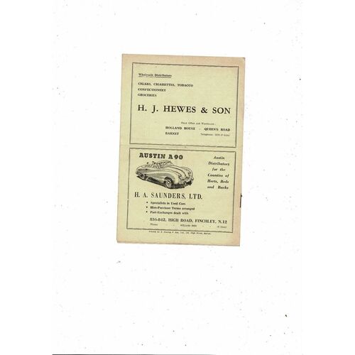 1949/50 Barnet v Hertford Town Herts Senior Cup Football Programme