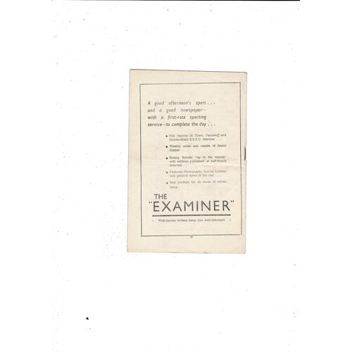 1947/48 Huddersfield Town v Aston Villa Football Programme