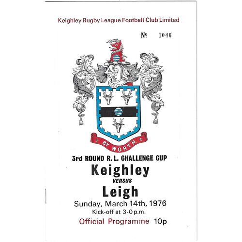 1975/76 Keighley v Leigh Rugby League Challenge Cup 3rd Round Rugby League Programme