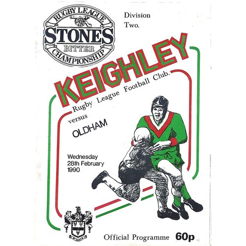 1989/90 Keighley v Oldham Rugby League Programme