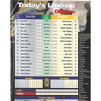 1996 Leeds v Oldham Bears Rugby League Programme