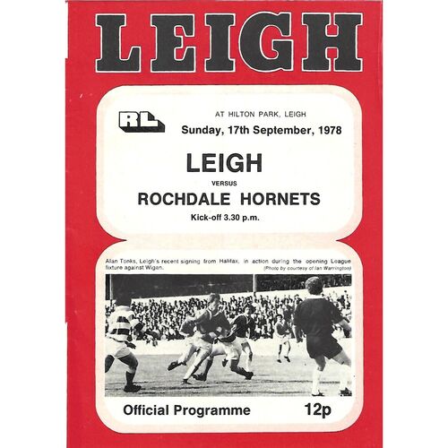1978/79 Leigh v Rochdale Hornets Rugby League  Programme