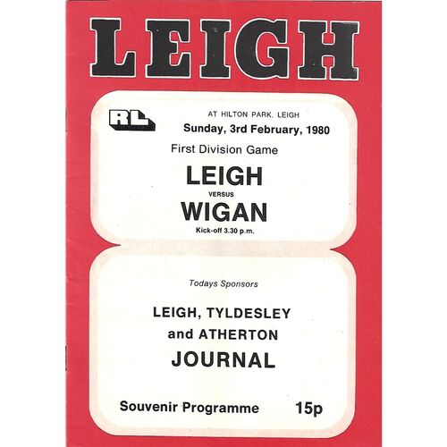 1979/80 Leigh v Wigan Rugby League Programme