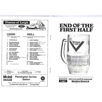 1981/82 Leigh v Hull Rugby League Programme