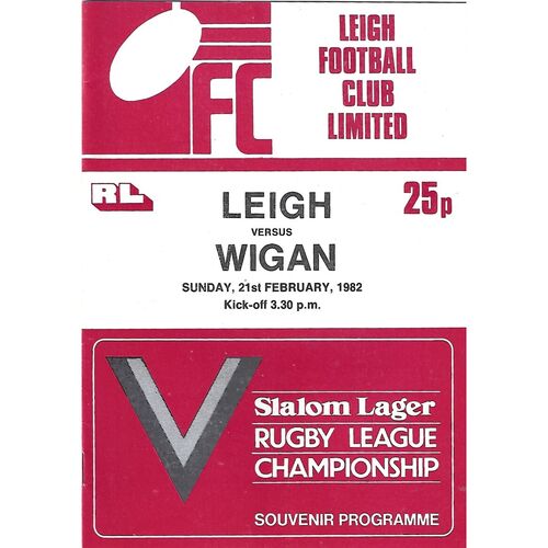 1981/82 Leigh v Wigan Rugby League Programme