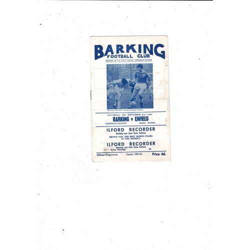 1964/65 Barking v Enfield Football Programme