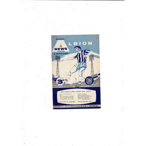 1962/63 West Bromwich Albion v Arsenal Football Programme