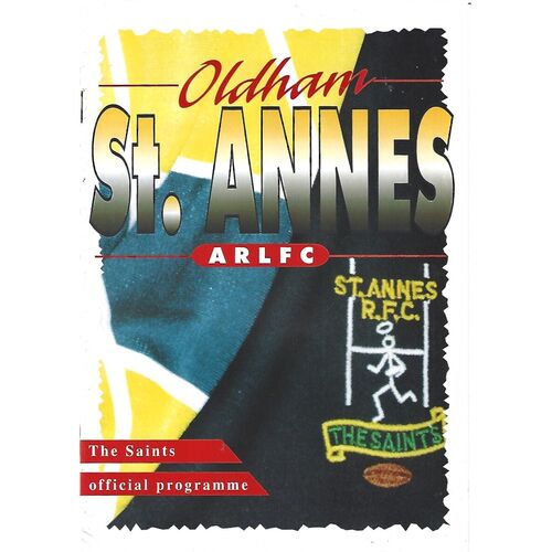 1999/00 Oldham St. Annes v Saddleworth Rangers Rugby League Programme