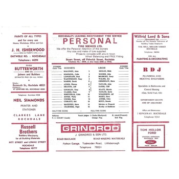 1976/77 Rochdale Hornets v Leigh Rugby League Challenge Cup 1st Round Rugby League  Programme