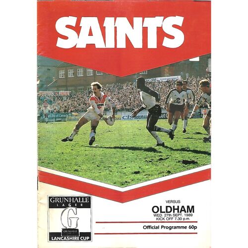 1989/90 St. Helens v Oldham Lancashire Cup 2nd Round Rugby League Programme