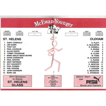 1989/90 St. Helens v Oldham Regal Trophy 3rd Round Rugby League Programme