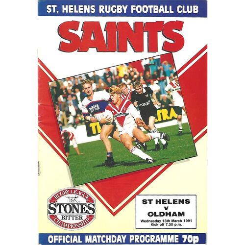 1990/91 St. Helens v Oldham Rugby League Programme