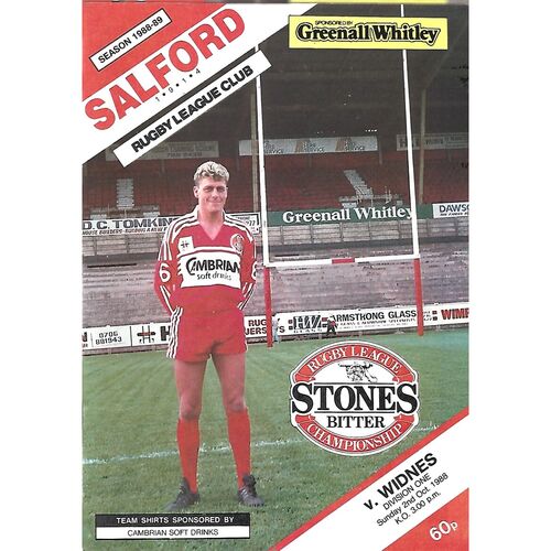 1988/89 Salford v Widnes Rugby League Programme