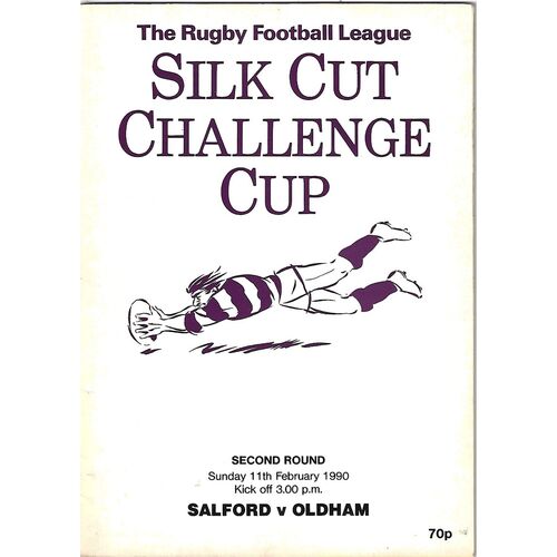 1989/90 Salford v Oldham Silk Cut Challenge Cup 2nd Round Rugby League Programme
