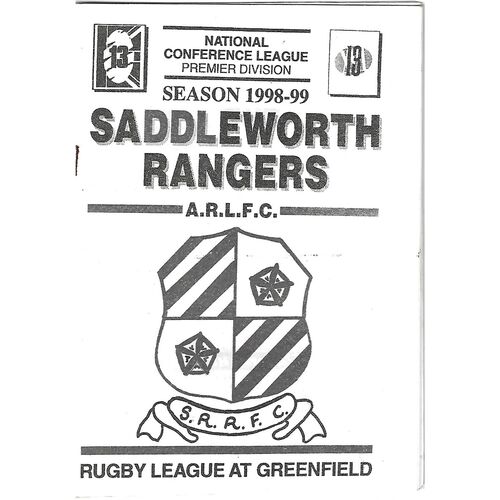 1998/99 Saddleworth Rangers v Leigh Miners Rangers Rugby League Programme