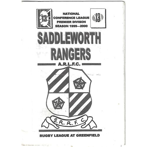 1999/00 Saddleworth Rangers v Leigh Miners Rangers Rugby League Programme