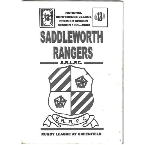1999/00 Saddleworth Rangers v Skirlaugh Rugby League Programme