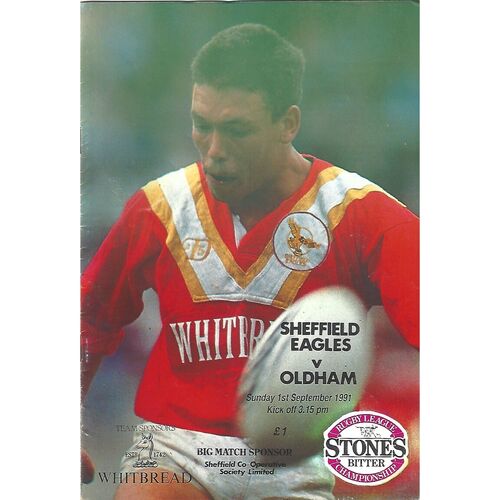 1991/92 Sheffield Eagles v Oldham Rugby League Programme