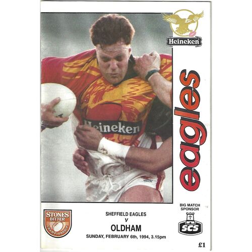 1993/94 Sheffield Eagles v Oldham Rugby League Programme