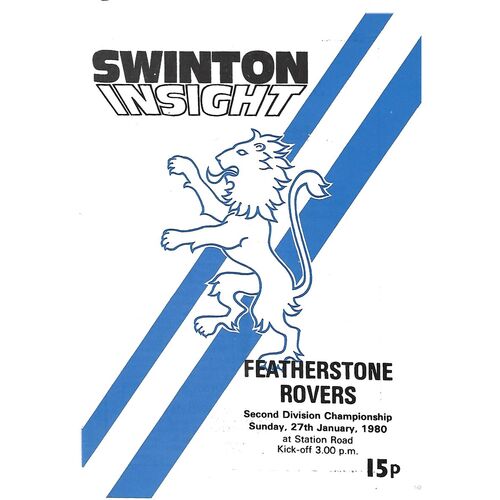 1979/80 Swinton v Featherstone Rovers Rugby League Programme
