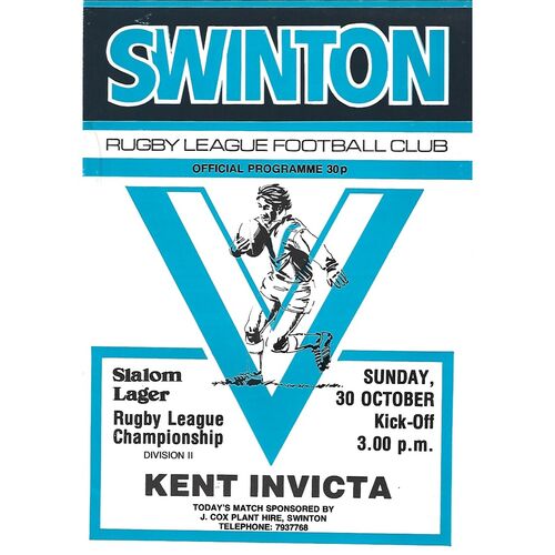 Kent Invicta Away Rugby League Programmes