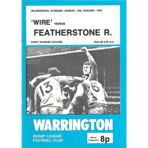 1975/76 Warrington v Featherstone Rovers Rugby League Programme