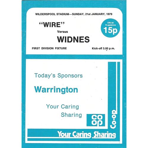 1978/79 Warrington v Widnes Rugby League Programme