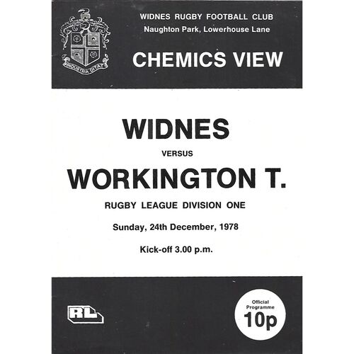 1978/79 Widnes v Workington Town Rugby League Programme