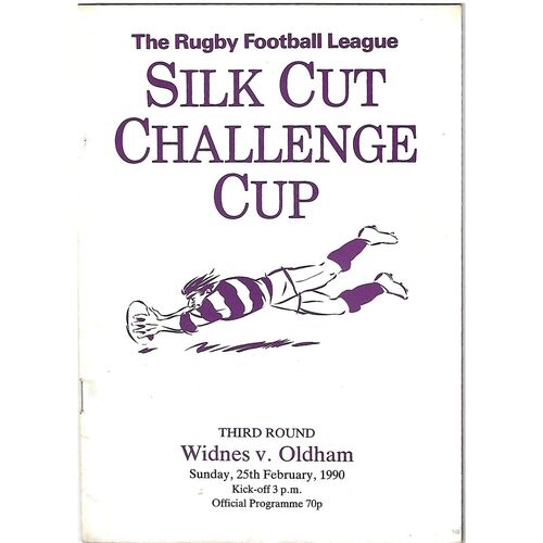 1989/90 Widnes v Oldham Silk Cut Challenge Cup 3rd Round Rugby League Programme