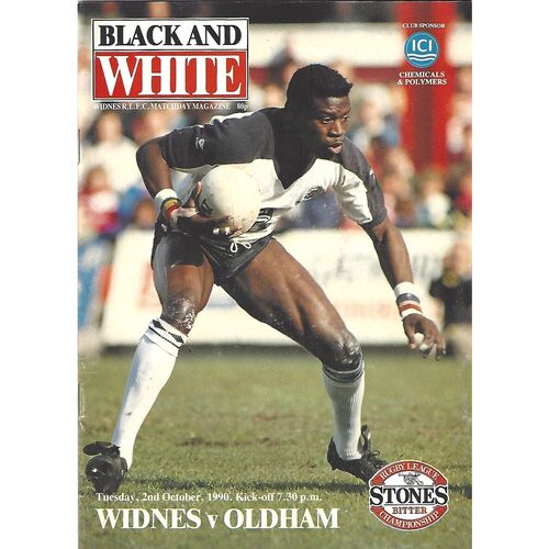 1990/91 Widnes v Oldham Rugby League Programme