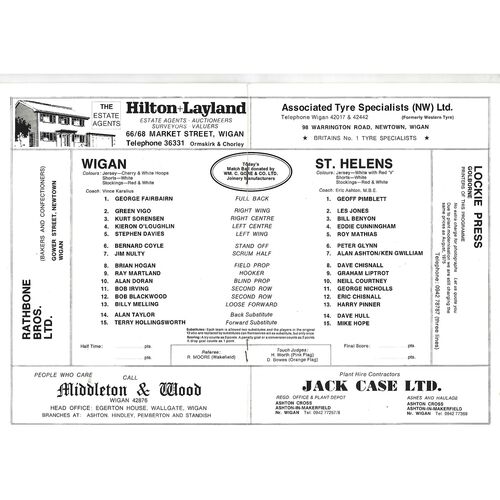 1976/77 Wigan v St. Helens Rugby League Challenge Cup 2nd Round Rugby League Programme