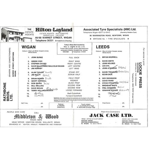 1977/78 Wigan v Leeds Rugby League Programme