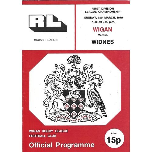 1978/79 Wigan v Widnes Rugby League Programme