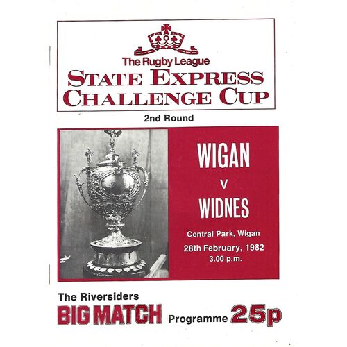1981/82 Wigan v Widnes State Express Challenge Cup 2nd Round Rugby League Programme