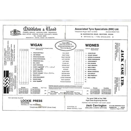 1981/82 Wigan v Widnes State Express Challenge Cup 2nd Round Rugby League Programme