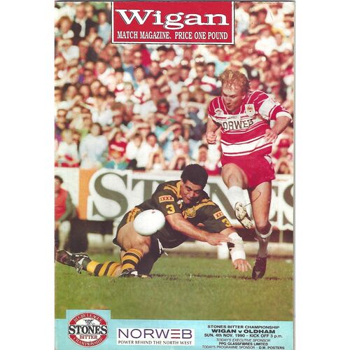 1990/91 Wigan v Oldham Rugby League Programme