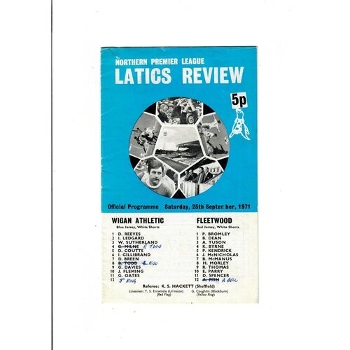 1971/72 Wigan Athletic v Fleetwood Town Football Programme
