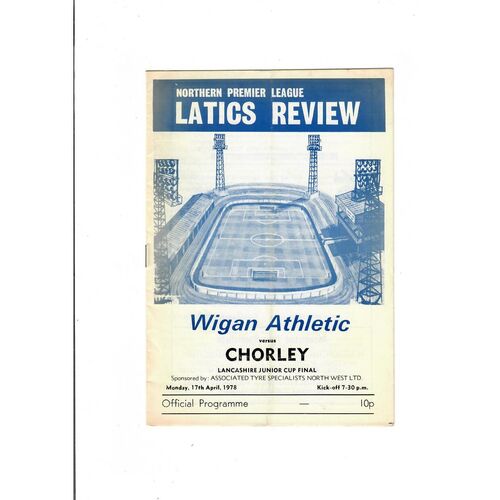 1977/78 Wigan Athletic v Chorley Junior Cup Final Football Programme
