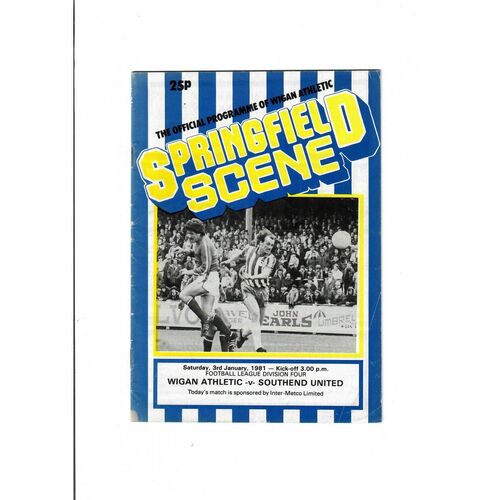 1980/81 Wigan Athletic v Southend United Football Programme