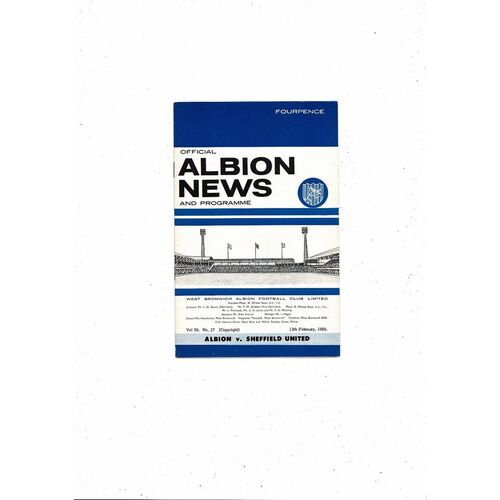1964/65 West Bromwich Albion v Sheffield United Football Programme