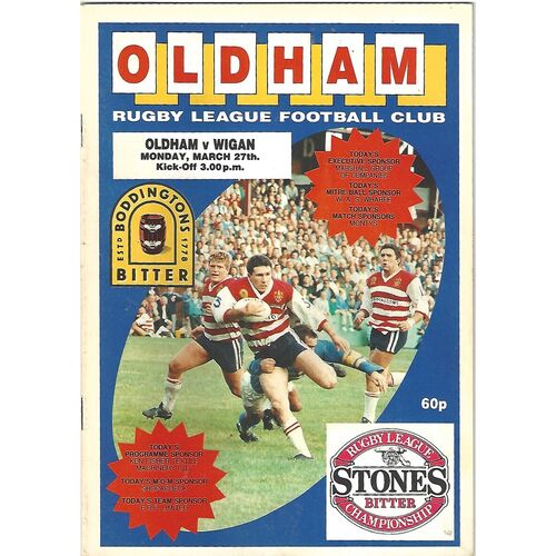 1988/89 Oldham v Wigan Rugby League Programme