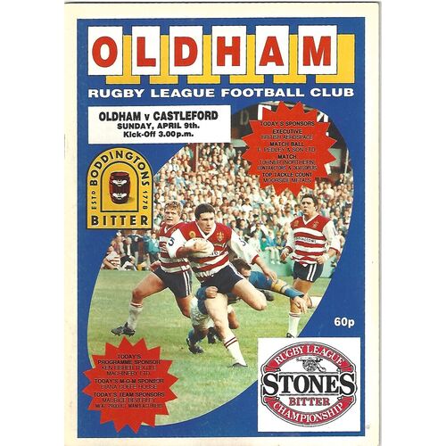 1988/89 Oldham v Castleford Rugby League Programme