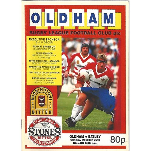 1989/90 Oldham v Batley Rugby League Programme