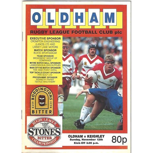 1989/90 Oldham v Keighley Rugby League Programme