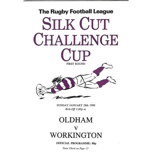 1989/90 Oldham v Workington Town Silk Cut Challenge Cup 1st Round Rugby League Programme