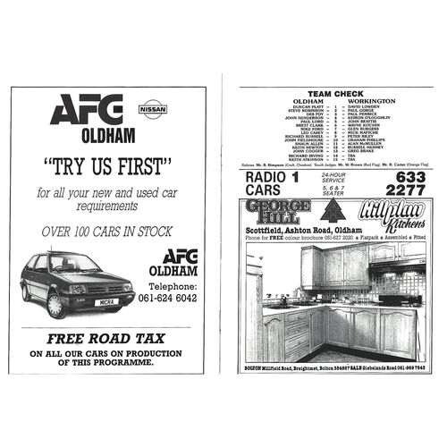 1989/90 Oldham v Workington Town Silk Cut Challenge Cup 1st Round Rugby League Programme