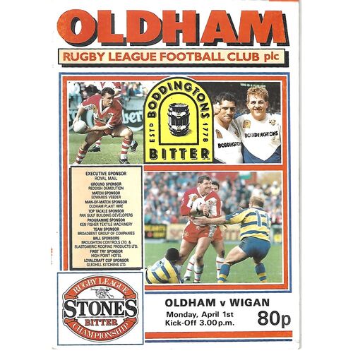 1990/91 Oldham v Widnes Rugby League Programme
