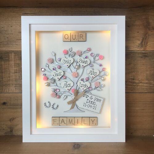 Large LED “ floral “ family tree frame