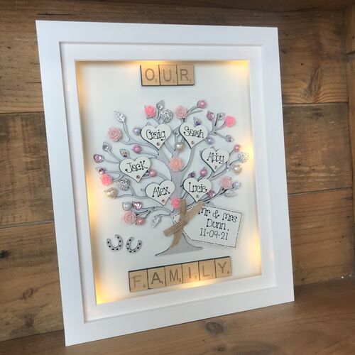 Large LED “ floral “ family tree frame