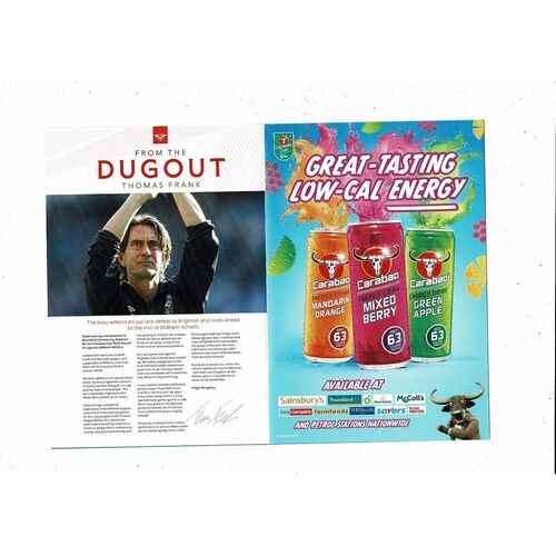 2021/22 Brentford v Oldham Athletic League Cup Official Football Programme